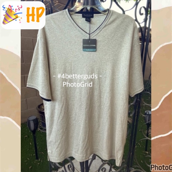 New Van Heusen V-neck Cotton Wrinkle Free Short Sleeve Oversized Oatmeal Top LG - Picture 16 of 16